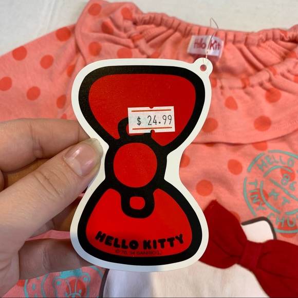 2T-3T Hello Kitty NWT Pink polka dot long sleeve shirt - Picture 4 of 5